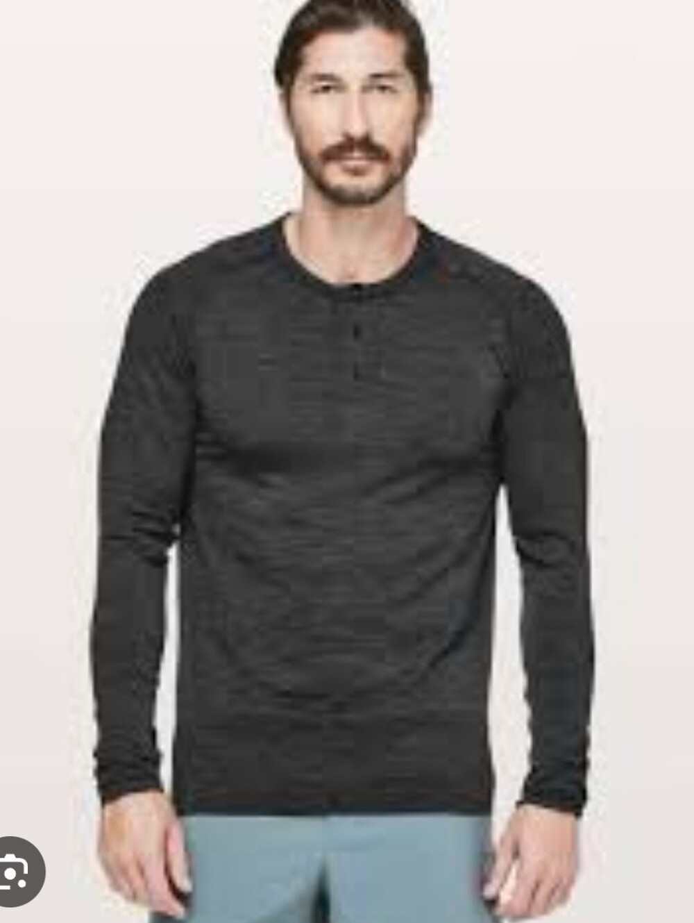 LULULEMON MENS METAL VENT TECH LONG SLEEVE HENLEY MED. CHARCOAL